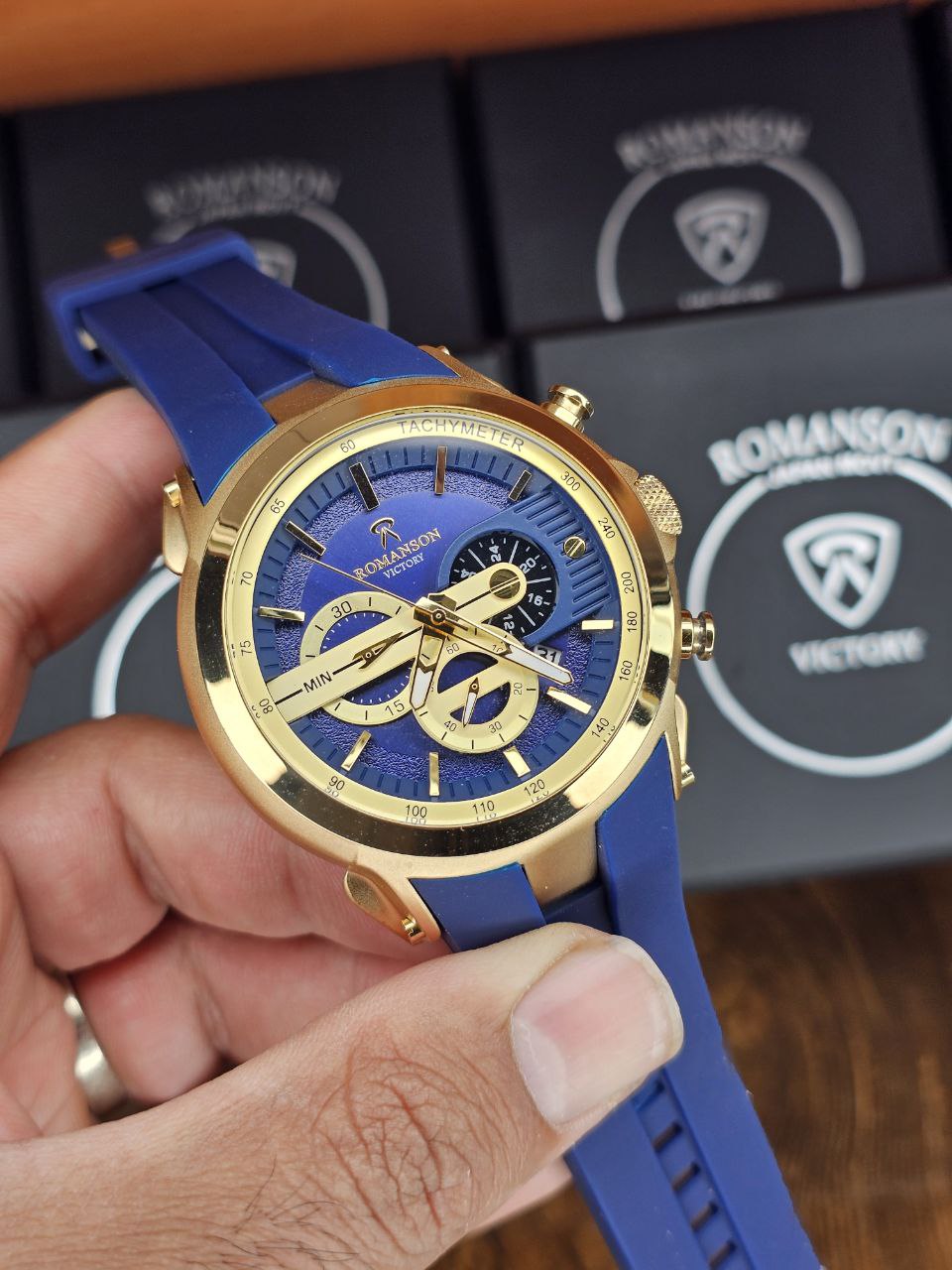 ساعت مچی رومانسون مردانه کرنوگراف بند رابر