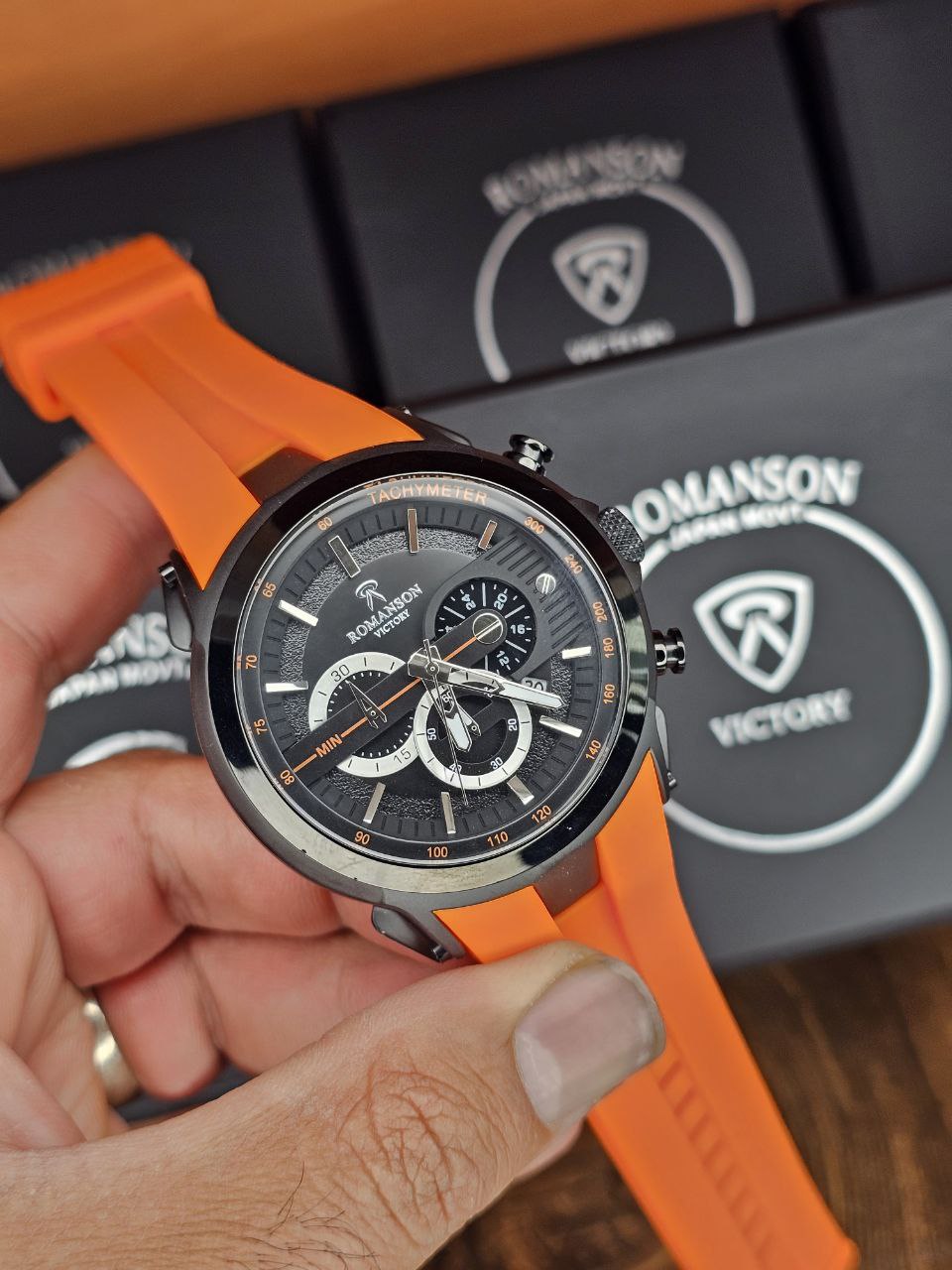 ساعت مچی رومانسون مردانه کرنوگراف بند رابر